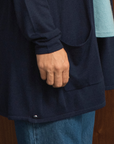 Navy Longline Silk Cashmere Cardigan