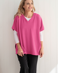 Cotton Cashmere Topper - Pink - Cara Cashmere