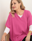 Cotton Cashmere Topper - Pink - Cara Cashmere