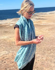 Cashmere Ice Blue Leopard Scarf - Cara Cashmere