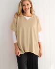 Cotton Cashmere Topper - Sand - Cara Cashmere
