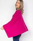 Black and Rouge Cashmere Reversible Poncho - Cara Cashmere