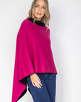 Black and Rouge Cashmere Reversible Poncho - Cara Cashmere