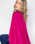 Black and Rouge Cashmere Reversible Poncho - Cara Cashmere