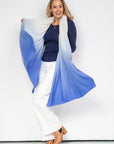 Azure Blue Ombré Cashmere Wrap - Cara Cashmere