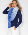 Azure Blue Ombré Cashmere Wrap - Cara Cashmere