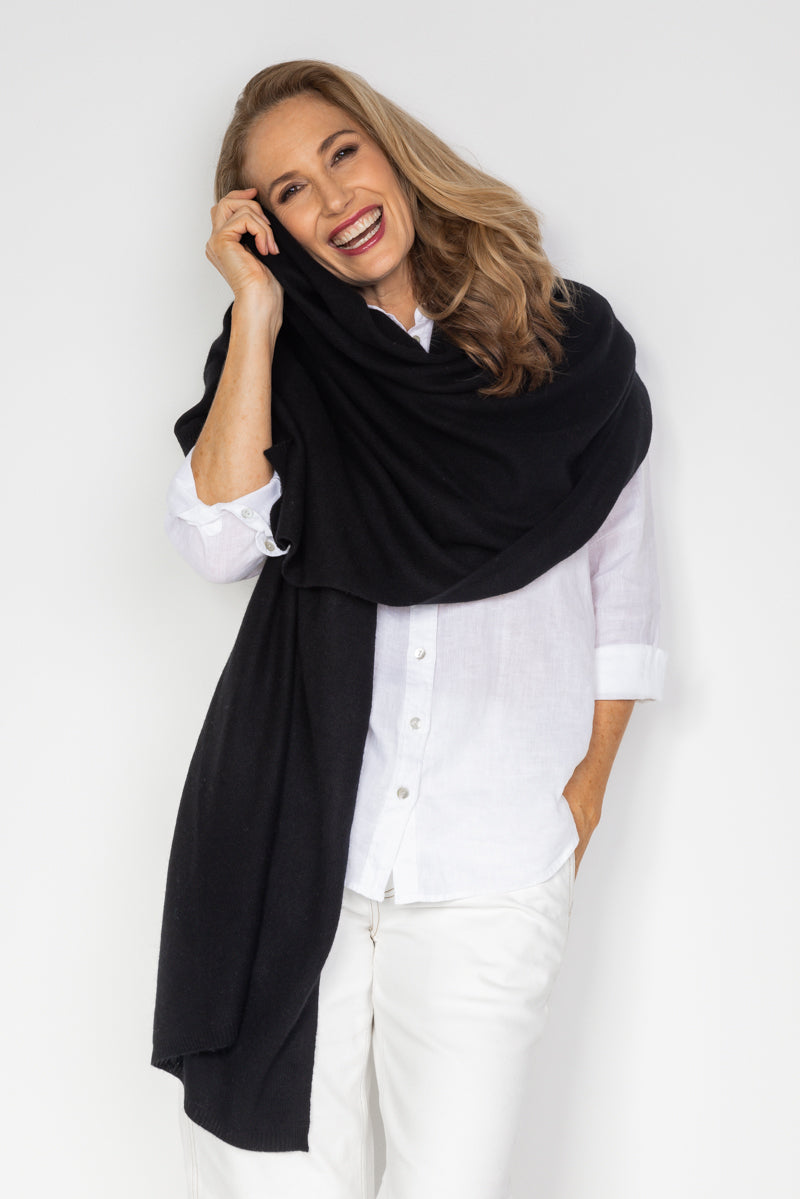 Black Cashmere Wrap - Cara Cashmere