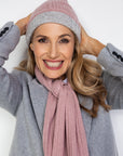 Peony Pink Cable Knit Cashmere Scarf - Cara Cashmere