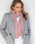 Peony Pink Cable Knit Cashmere Scarf - Cara Cashmere