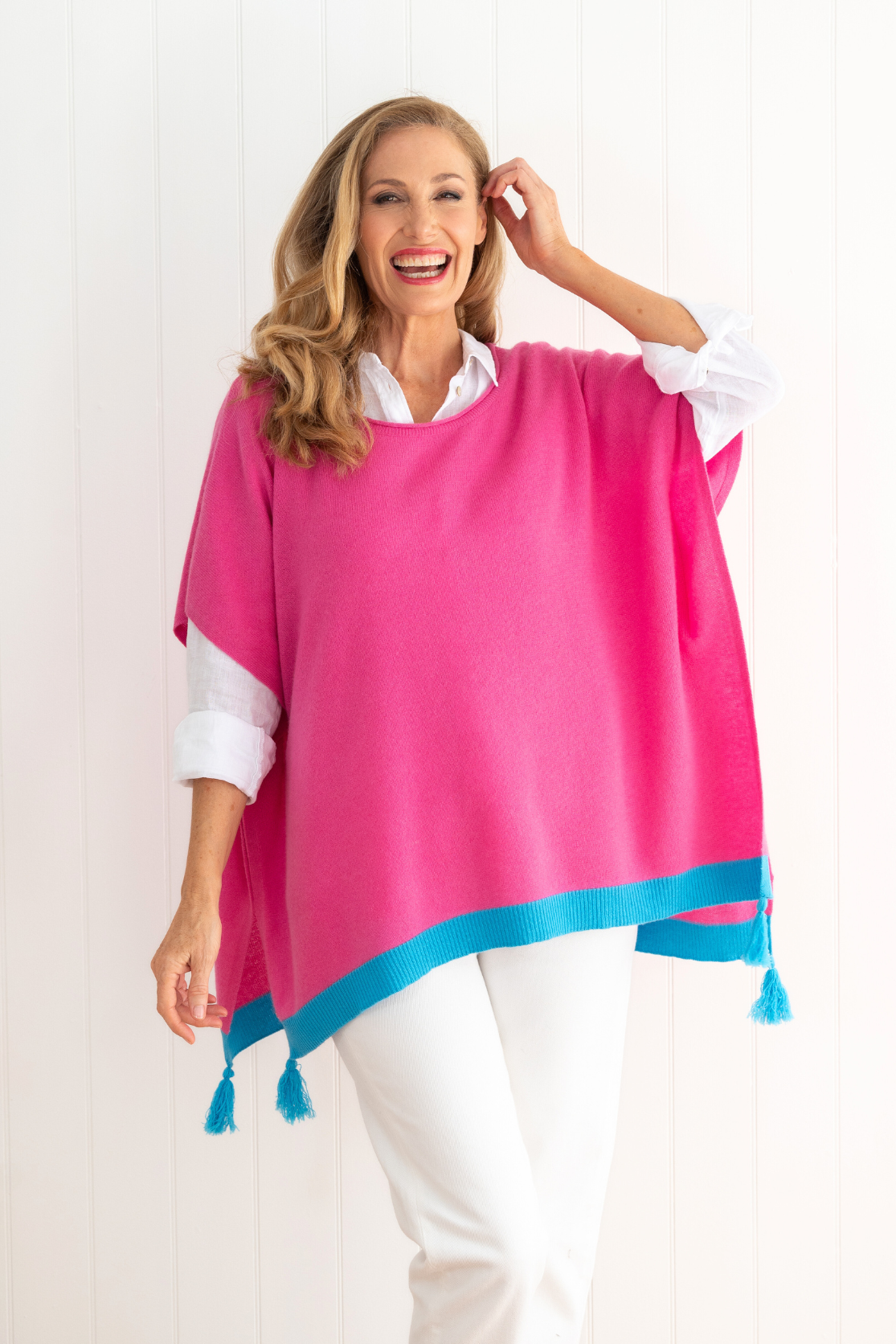 Cashmere Poncho Topper Rose Pink Cara Cashmere