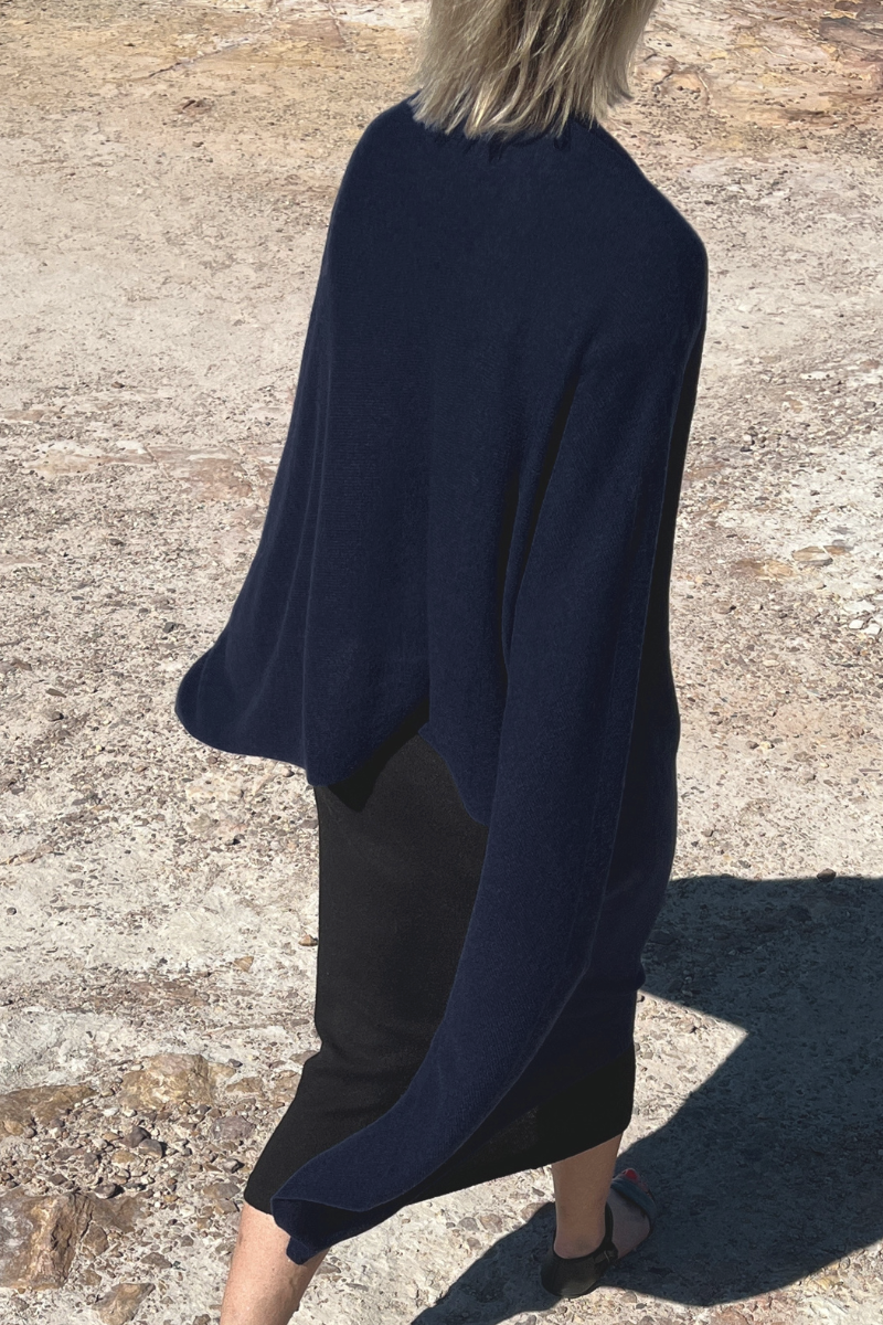 Cashmere Deep Navy Wrap Cara Cashmere