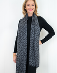 Leopard Cashmere Scarf - Onyx - Cara Cashmere