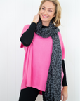 Leopard Cashmere Scarf - Onyx - Cara Cashmere