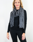 Leopard Cashmere Scarf - Onyx - Cara Cashmere