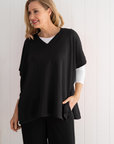 Cotton Cashmere Topper - Black - Cara Cashmere