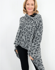Cashmere Silver Grey Leopard Poncho - Cara Cashmere