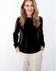 Classic Cashmere Crew Jumper - Black - Cara Cashmere