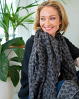 Leopard Cashmere Scarf - Onyx - Cara Cashmere