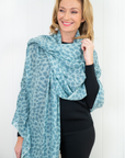 Leopard Cashmere Scarf - Ice - Cara Cashmere