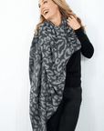 Cashmere Charcoal Leopard Poncho - Cara Cashmere