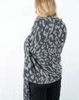 Cashmere Charcoal Leopard Poncho - Cara Cashmere
