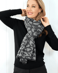 Cashmere Charcoal Leopard Poncho - Cara Cashmere