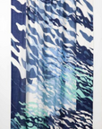 Cashmere Silk Blues Abstract Waves Scarf - Cara Cashmere