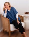Cotton Cashmere Topper - Denim - Cara Cashmere