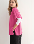 Cotton Cashmere Topper - Pink - Cara Cashmere