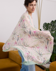 Cashmere Silk "Eastern Honeyeater and Orchid" Scarf - Cara Cashmere