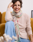 Cashmere Silk "Eastern Honeyeater and Orchid" Scarf - Cara Cashmere