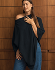 Cashmere Black Poncho - Cara Cashmere