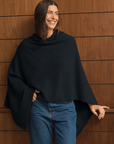 Cashmere Black Poncho - Cara Cashmere