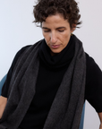 Cashmere Black Rib Snood - Cara Cashmere