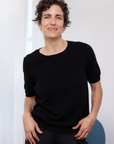 Cashmere Black Short Sleeve Knit - Cara Cashmere