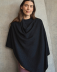 Cashmere Black Sparkle Poncho - Cara Cashmere