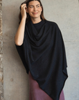 Cashmere Black Sparkle Poncho - Cara Cashmere
