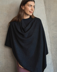 Cashmere Black Sparkle Poncho - Cara Cashmere