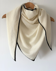 Cashmere Black Tipped Ivory Triangle Scarf