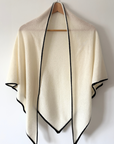 Cashmere Black Tipped Ivory Triangle Scarf