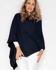 Cashmere Black and Navy Reversible Poncho