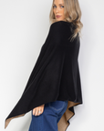 Cashmere Black and Oat Reversible Poncho