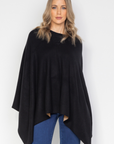 Cashmere Black and Oat Reversible Poncho