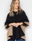 Cashmere Black and Oat Reversible Poncho