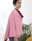 Cashmere Burgundy and Soft Rose Reversible Poncho - Cara Cashmere