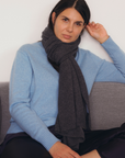 Cashmere Charcoal Knit Wrap - Cara Cashmere