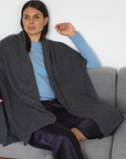 Cashmere Charcoal Knit Wrap - Cara Cashmere