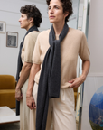 Cashmere Charcoal Knitted Scarf - Cara Cashmere