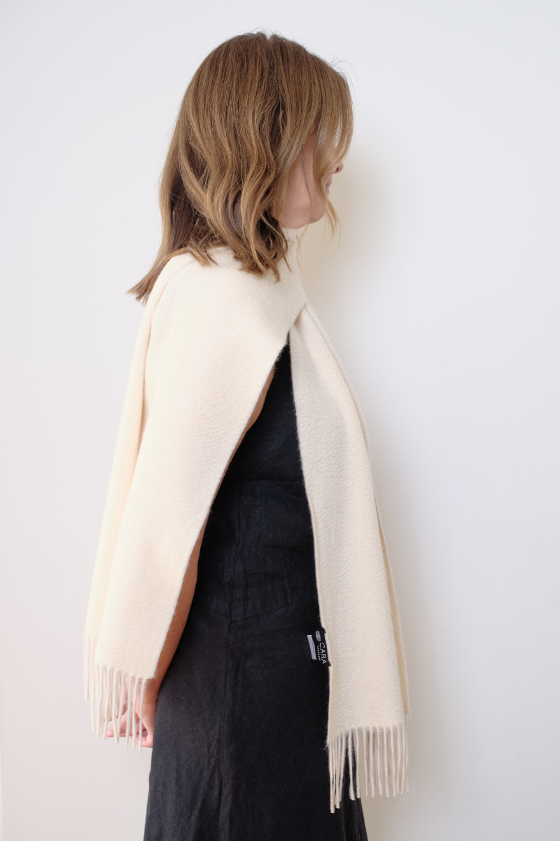 Cashmere Cream Lara Scarf - Cara Cashmere