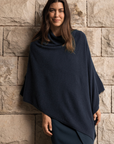 Cashmere Dark Navy Poncho - Cara Cashmere